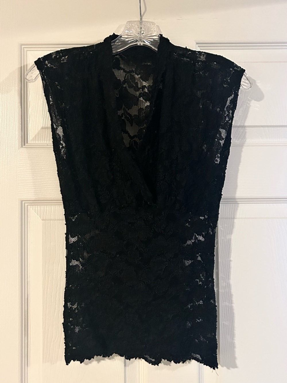 Neiman Marcus Vintage Lace Sleeveless Sheer Black Top